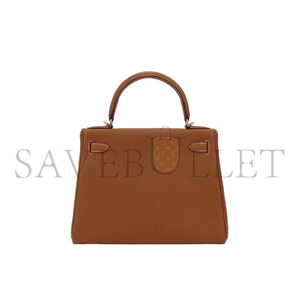 HERMÈS KELLY 28 GOLD BROWN GOLD TOGO GOLD BUCKLE (28*22*10cm) 